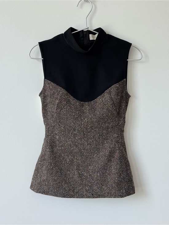 Stella McCartney Tops - Stella McCartney Tweed and Scuba Mock-Neck Sleeveless Body Con Top - Size 40